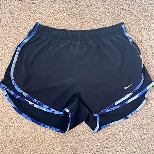 Nike Dri-Fit Black with Blue Floral Trim Running Shorts